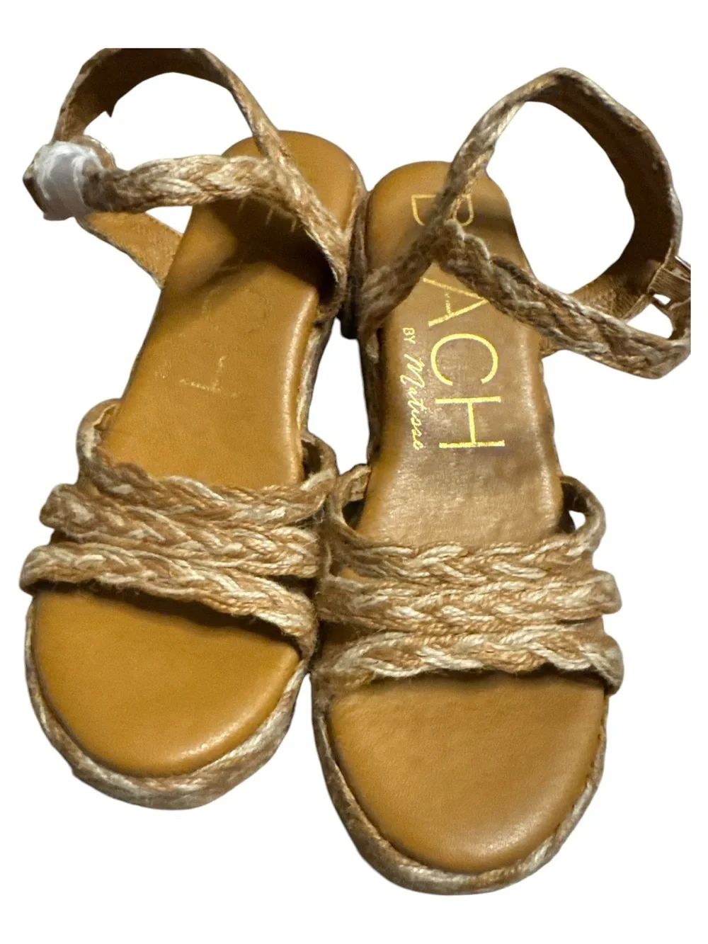 Beach by MUK LUKS Tan Braided Espadrille Wedge Sandals